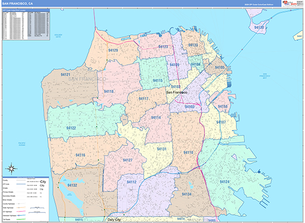 San Francisco Map Color Cast Style